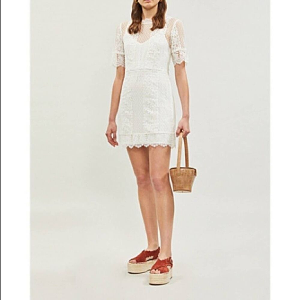 NEW Maje Revanta Ivory Lace Mini Dress 2 - Picture 12 of 12